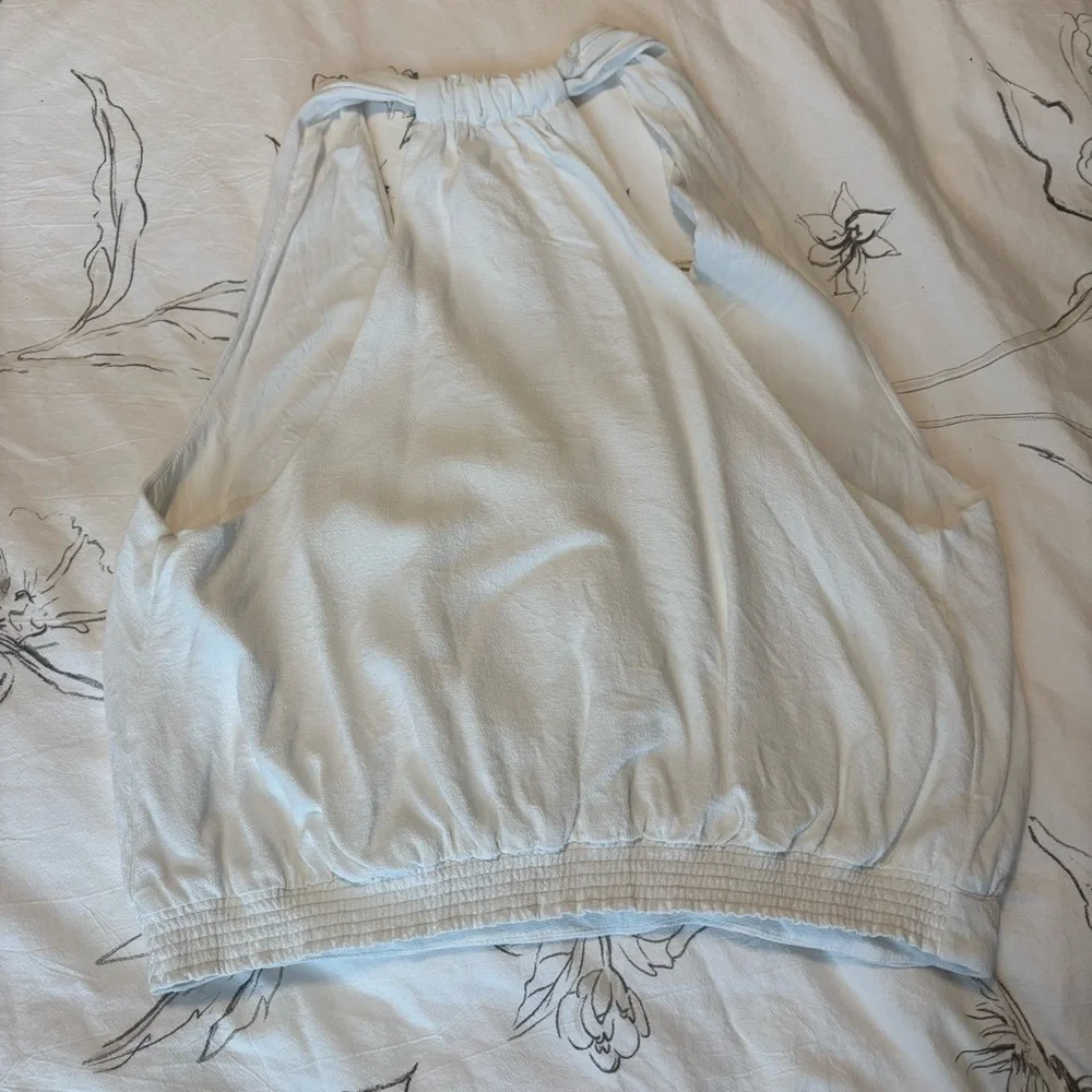 Free People Women’s Size Large Cream White Drapey Dreams Surplice Tank Top - Picture 5 of 10